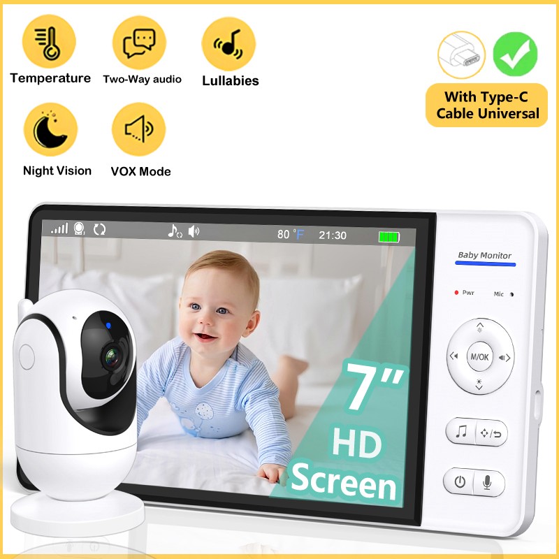 Smart Home Battery Camera - Hiçbir WiFi 7 Inç Bebek Monitörü