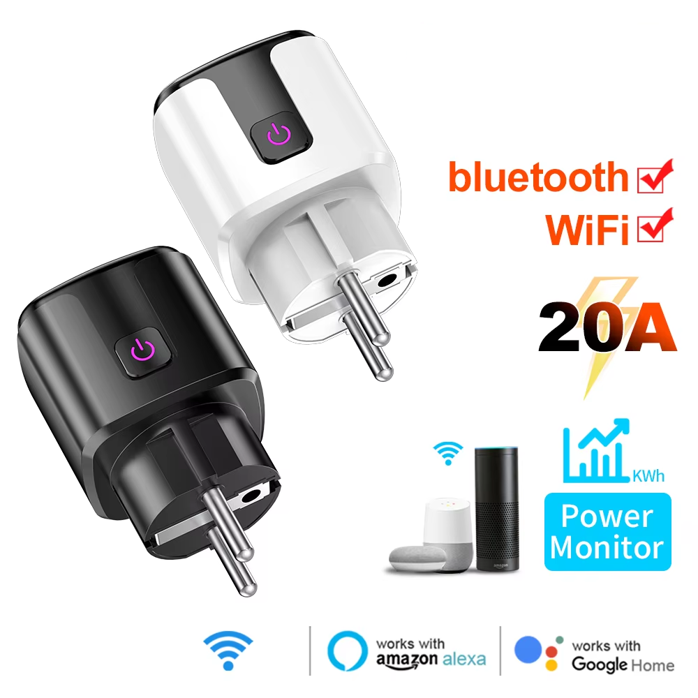 Smart Home Voice Assistant - Akıllı 20A AB Fişi WiFi+Bluetooth Soketi,