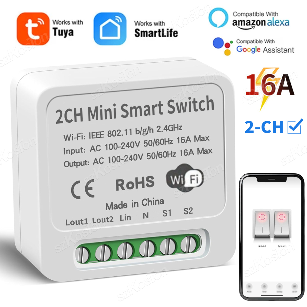 Smart Home Lighting Control - 16A Tuya WiFi Akıllı Anahtar Modülü