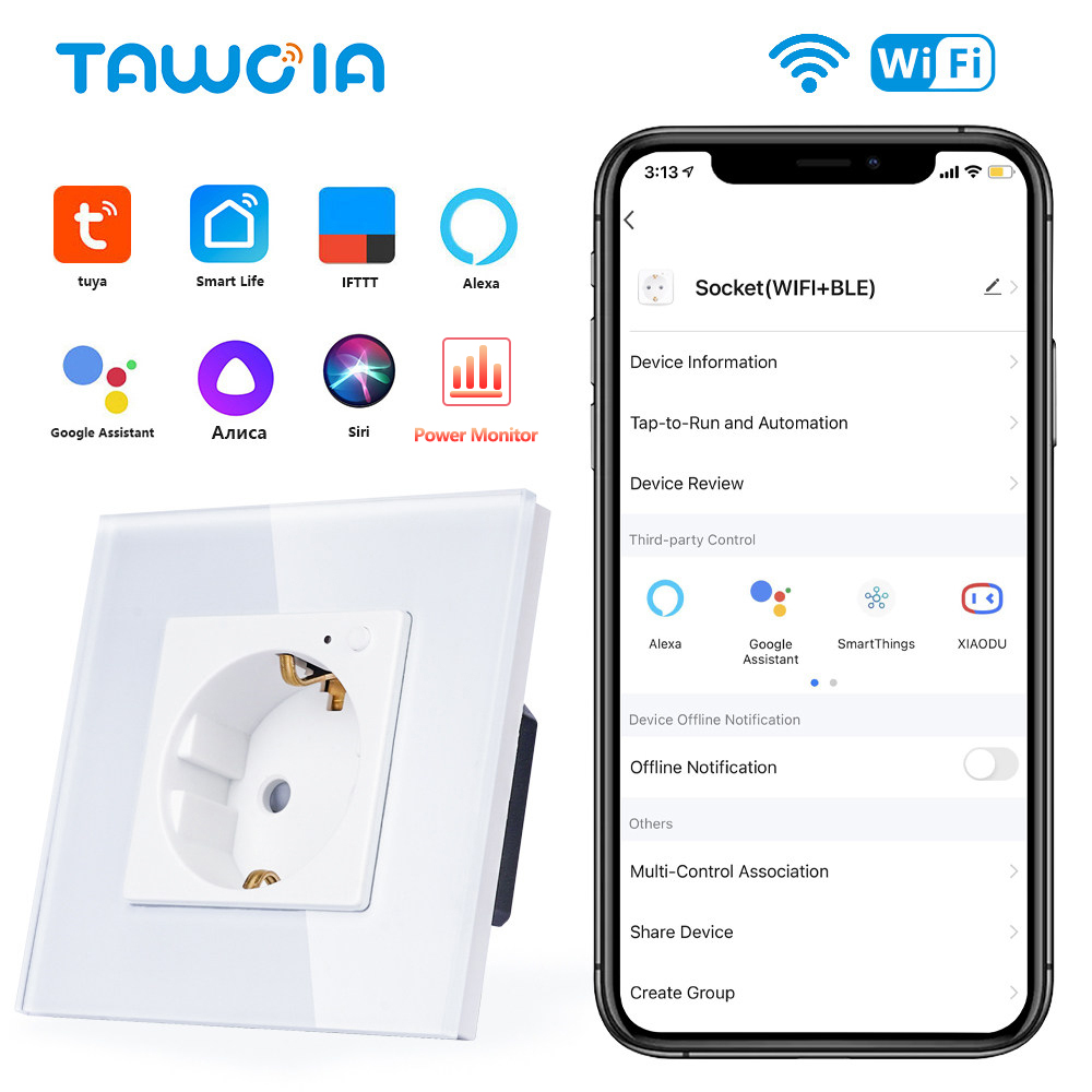 Smart Home Elements - TAWOIA Wifi Duvar Soketi AB Standardı