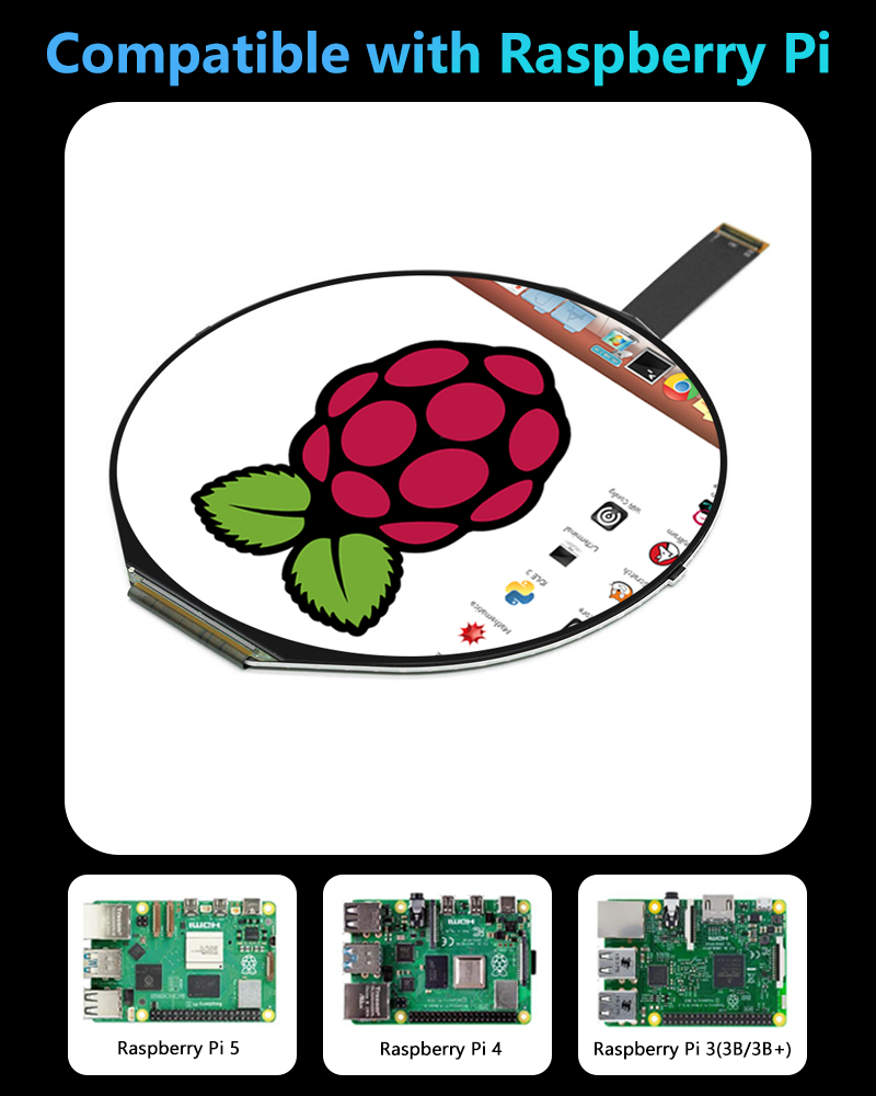 5 İnç IPS 1080*1080 Yuvarlak E - Smart Home Raspberry Pi incelemesi ve fiyatı